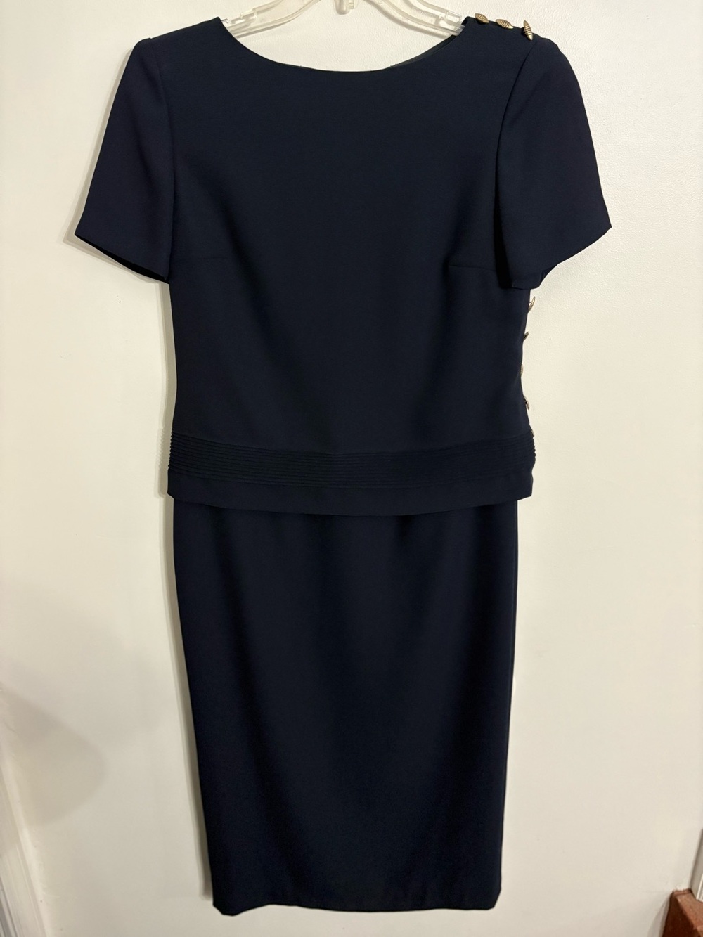 Cynthia Howie Navy Short-Sleeve Sheath Dress Corporate Size 10